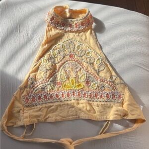 SOLD! FREE PEOPLE Goa Embroidered Beaded Halter Top | 100% Cotton